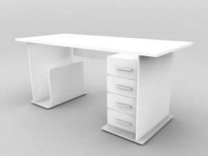 white office desk 3D 模型