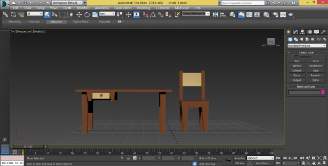 wooden chair with table 3D Model .c4d .max .obj .3ds .fbx .stl .blend 