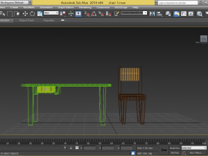 wooden chair with table 3D Model