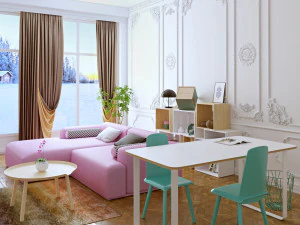 classic interior pink 3D Model