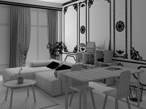 classic interior pink 3D Model