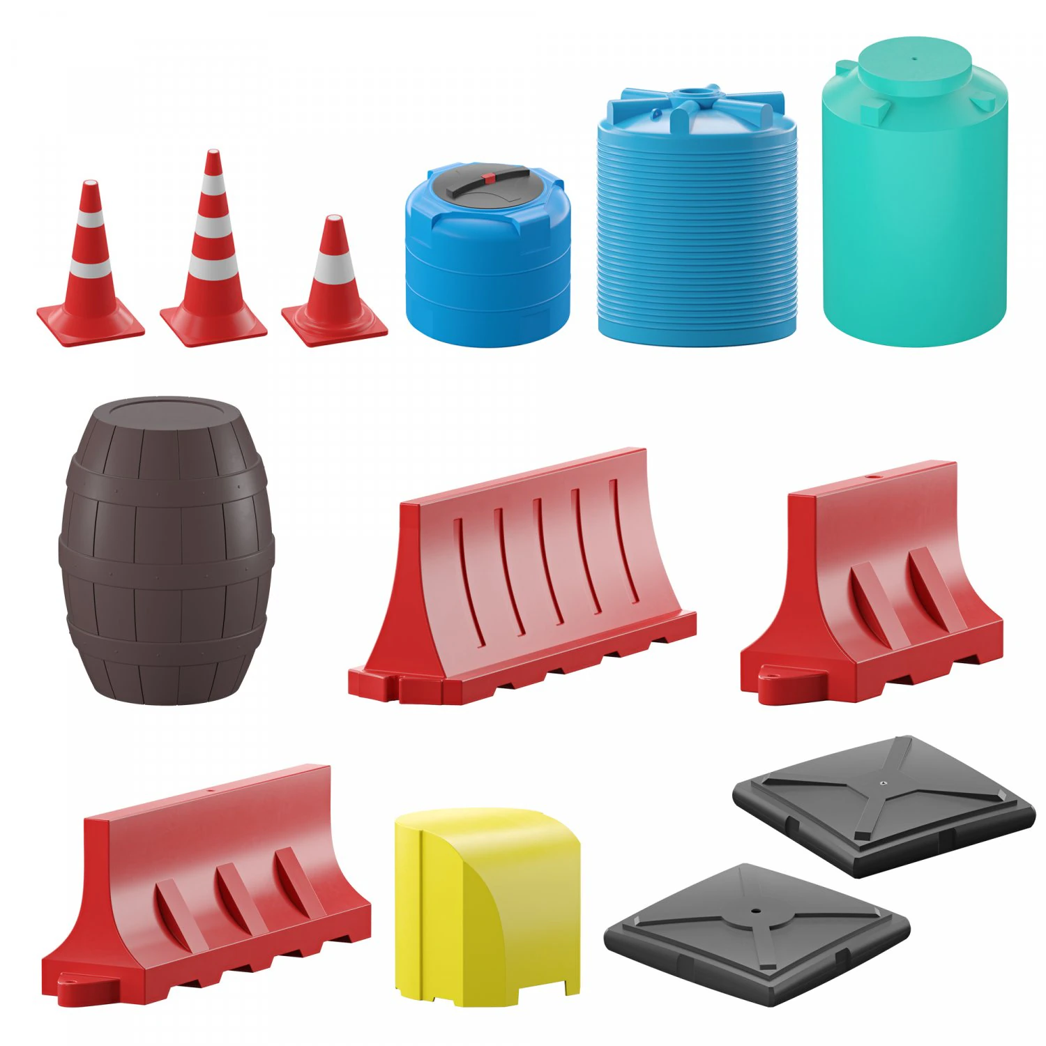 water-filled road fences 3D Model .c4d .max .obj .3ds .fbx .stl .blend 