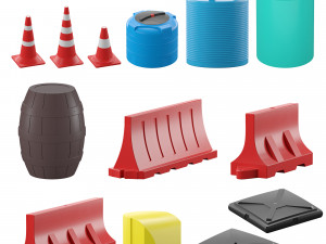 water-filled road fences 3D Model