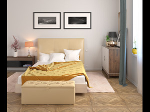 interior gold bedroom Modelo 3D