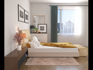 interior gold bedroom Modelo 3D