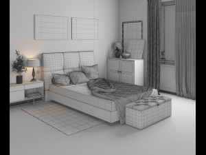 interior gold bedroom Modelo 3D
