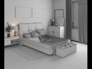 interior gold bedroom 3D Model