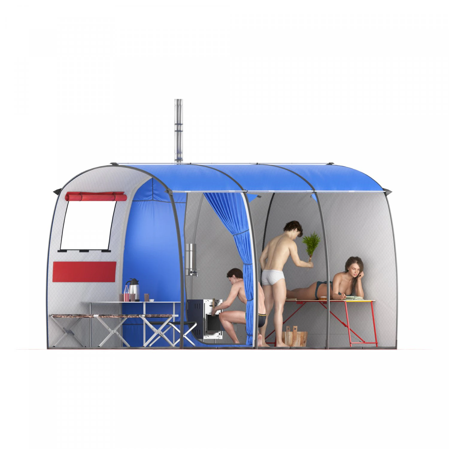 tourist tent big - bath 3D Model .c4d .max .obj .3ds .fbx .stl .blend
