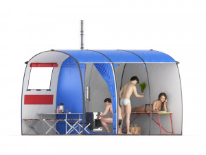 tourist tent big - bath 3D Model
