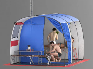 tourist tent big - bath 3D Model