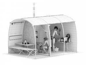 tourist tent big - bath 3D 模型
