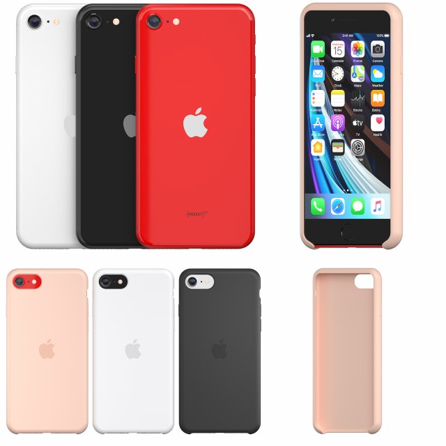 iphone se 2020 and case 3D Model .c4d .max .obj .3ds .fbx .stl .blend 
