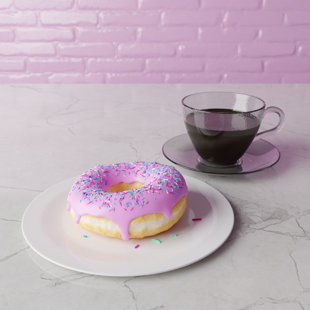 donut and coffee Modelo 3D .c4d .max .obj .3ds .fbx .stl .blend 