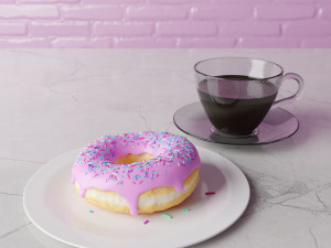 donut and coffee 3D Model