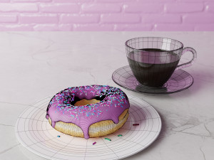 donut and coffee Modelo 3D