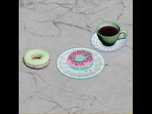 donut and coffee Modelo 3D