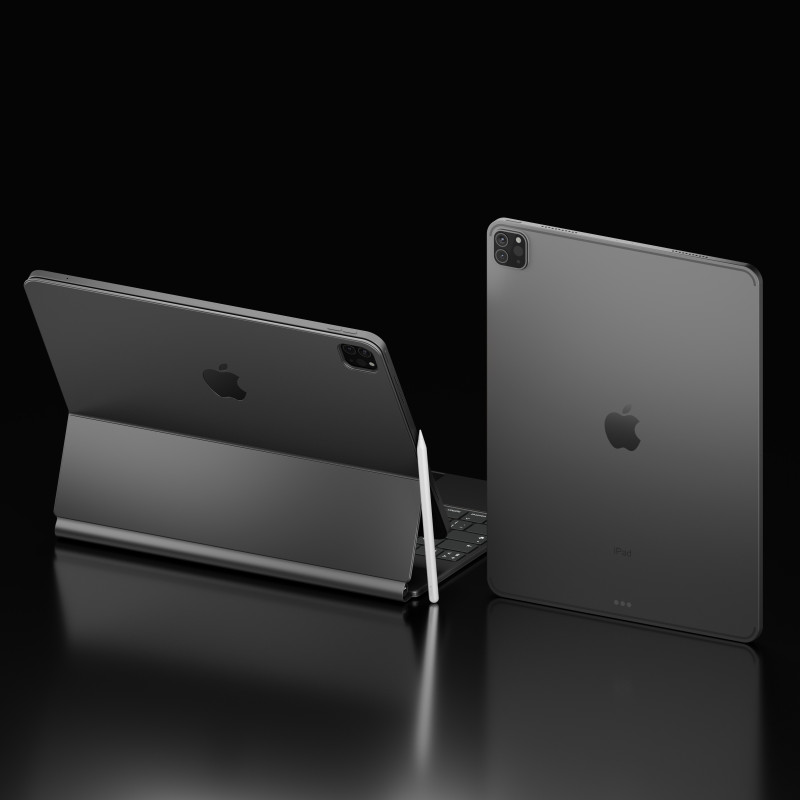 IPadPro2021tabletandkeyboardand Pincel 2 3D Model .c4d .max .obj .3ds .fbx .stl .blend