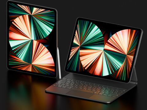 IPadPro2021tabletandkeyboardand Pincel 2 3D Model