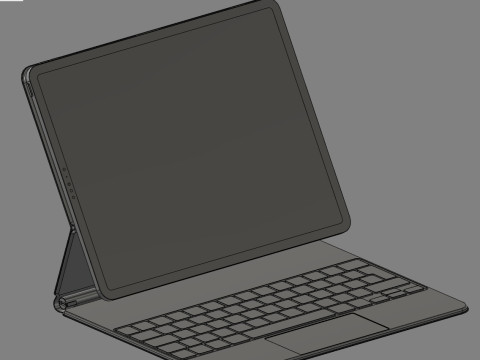 IPadPro2021tabletandkeyboardand Pincel 2 3D Model