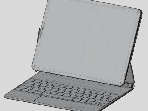 IPadPro2021tabletandkeyboardand Pincel 2 3D Model