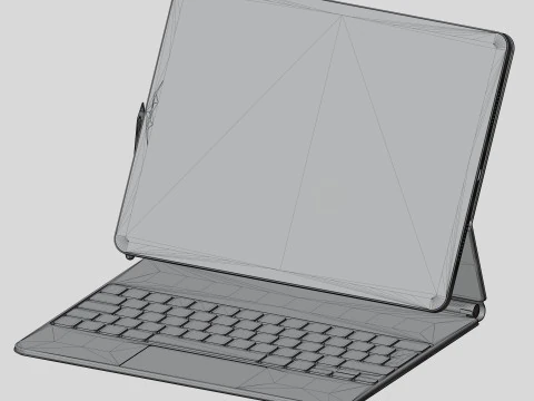 IPadPro2021tabletandkeyboardand Pincel 2 3D Model