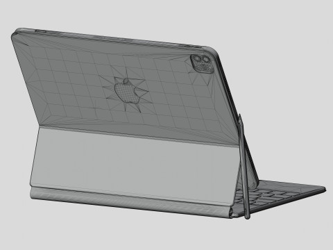 IPadPro2021tabletandkeyboardand Pincel 2 3D Model