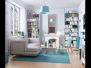 bagian dalam ruang tamu Model 3D