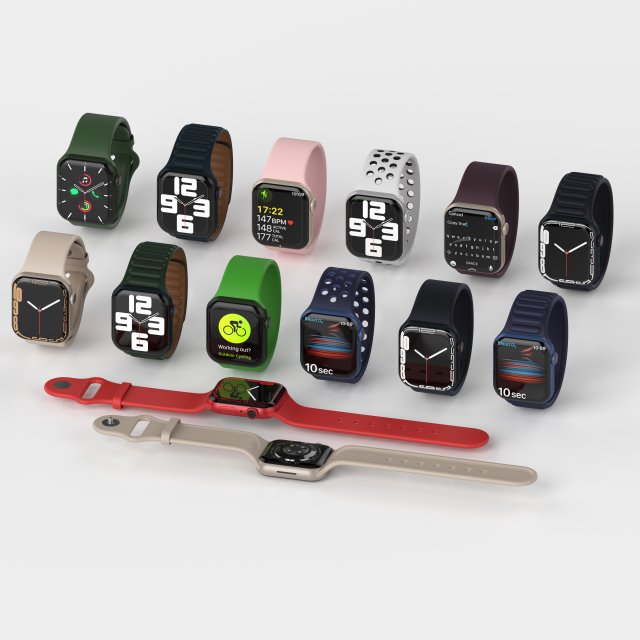 apple watch series 7 3D Model .c4d .max .obj .3ds .fbx .stl .blend 