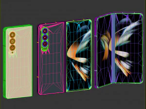 Samsung Galaxy Z Fold 4 and Pen 3D Model