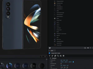 Samsung Galaxy Z Fold 4 and Pen 3D Model