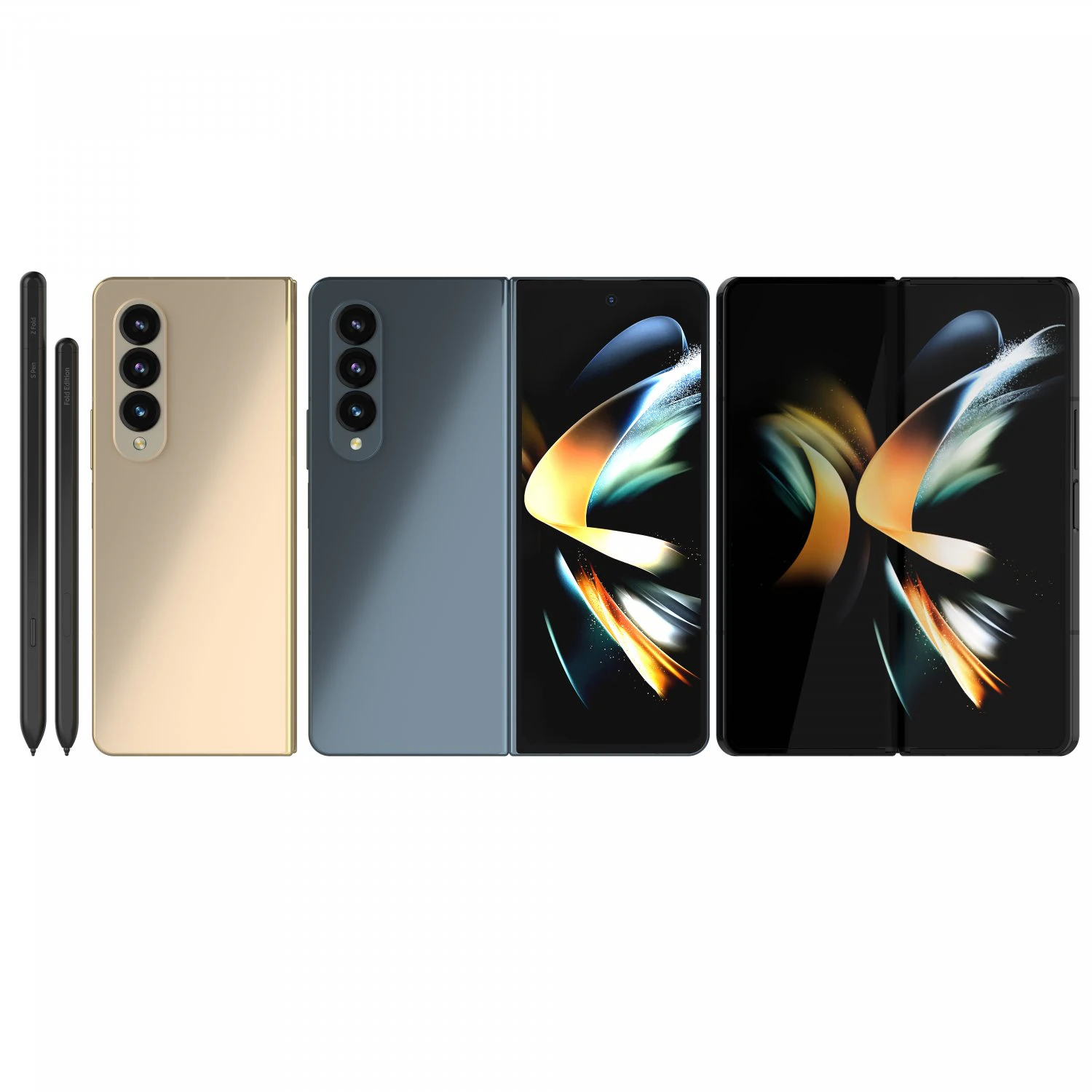 Samsung Galaxy Z Fold 4 and Pen 3D Model .c4d .max .obj .3ds .fbx .stl .blend 