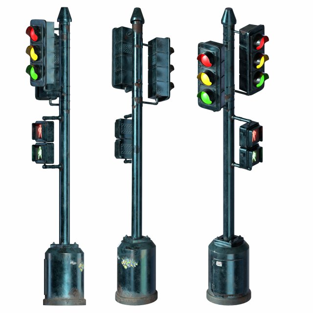 Traffic light PBR Model 3D .c4d .max .obj .3ds .fbx .stl .blend 