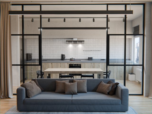 Apartment interior with furniture 3D Модель .c4d .max .obj .3ds .fbx .stl .blend 