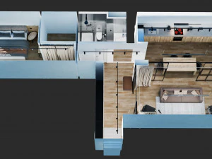 Apartment interior with furniture 3D Model