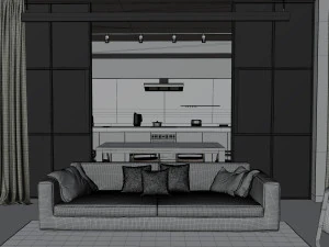 Apartment interior with furniture 3D Model