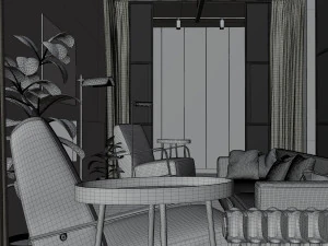 Apartment interior with furniture 3D Model