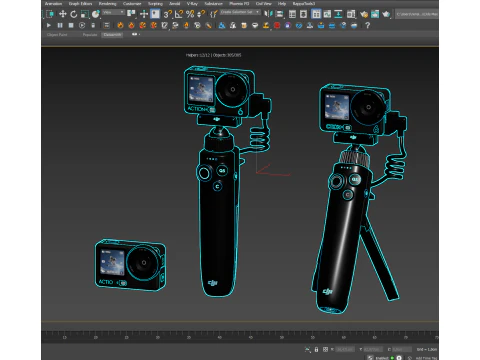 डीजेआई ऑस्मो एक्शन 6 और एक्शन मल्टीफंक्शनल चार्जिंग हैंडल 3D मॉडल