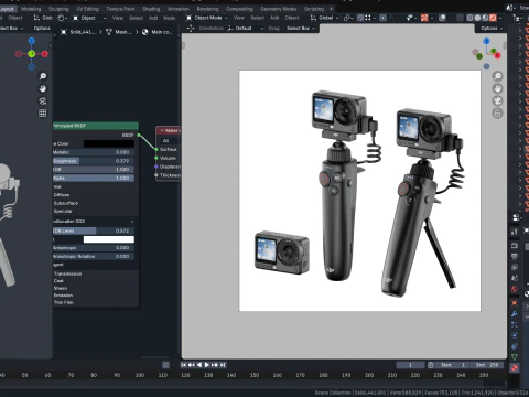 डीजेआई ऑस्मो एक्शन 6 और एक्शन मल्टीफंक्शनल चार्जिंग हैंडल 3D मॉडल