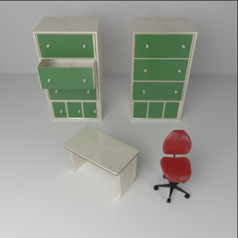 simple office set 3D Модель .c4d .max .obj .3ds .fbx .stl .blend 
