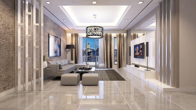 living room condominium 3D Модель .c4d .max .obj .3ds .fbx .stl .blend 