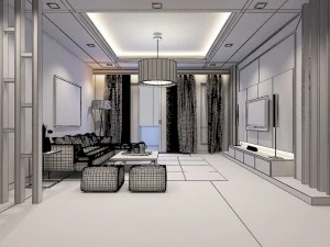 living room condominium 3D Model
