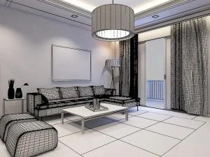 living room condominium 3D Model