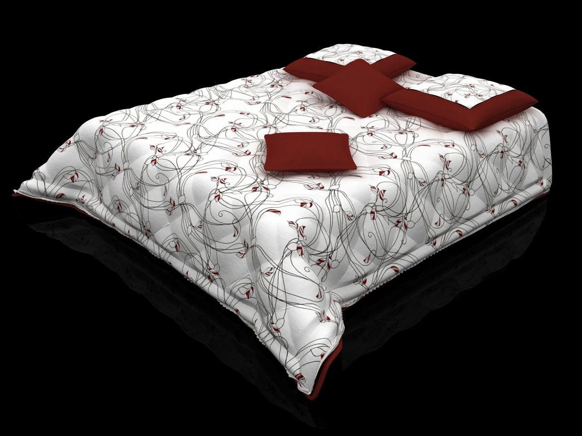 quilted bedspread and pillows 3D Model .c4d .max .obj .3ds .fbx .stl .blend 