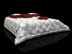 quilted bedspread and pillows 3D Model