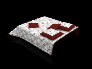 quilted bedspread and pillows Modelo 3D