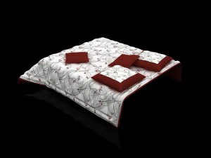 quilted bedspread and pillows 3D Model