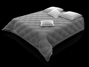 quilted bedspread and pillows 3D Model
