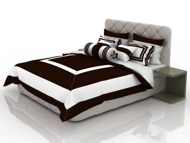 bed with white-chocolate linens 3D Модель .c4d .max .obj .3ds .fbx .stl .blend 