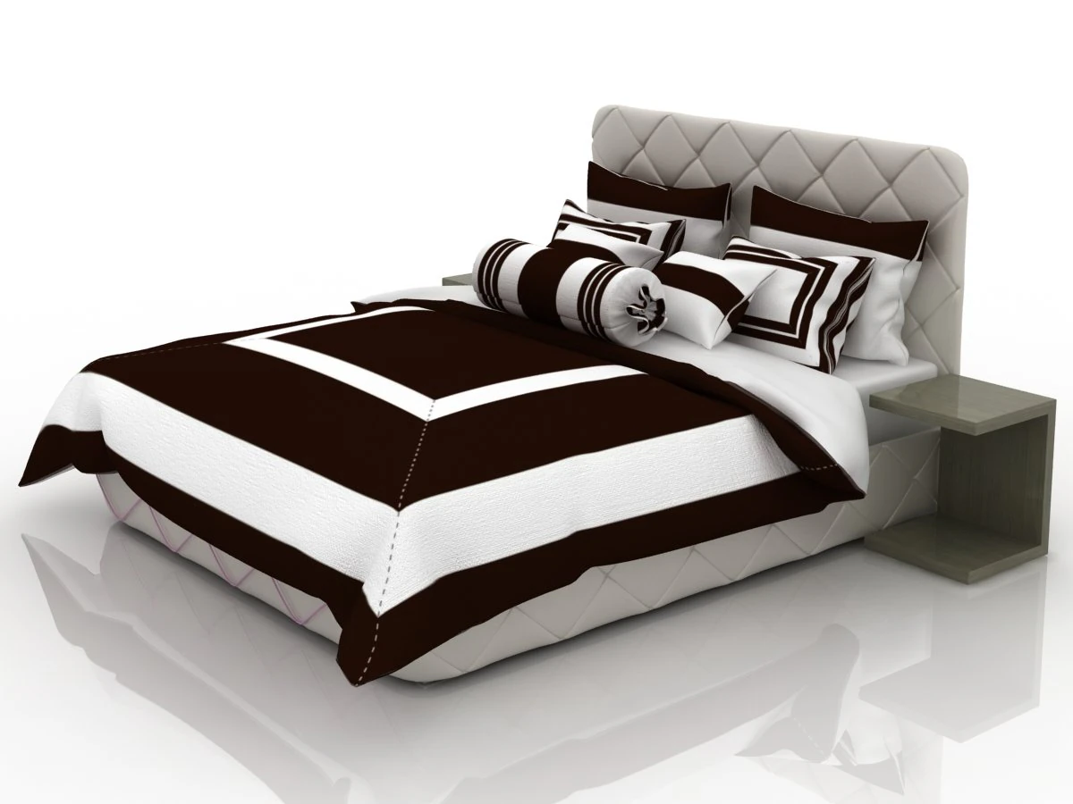 bed with white-chocolate linens 3D Model .c4d .max .obj .3ds .fbx .stl .blend 