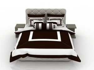 bed with white-chocolate linens 3D Model